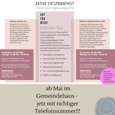 Das Bild zeigt einen Flyer für Entspannungskurse.